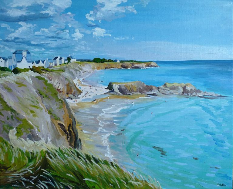 Tableau, peinture, Bretagne, La plage du Kerou